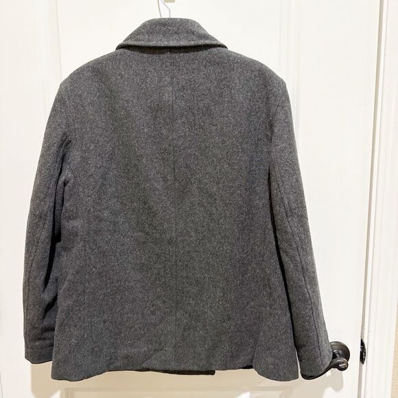 J Crew Pea Coat Jacket Charcoal Gray Wool Double Breasted Pockets Size Small - Picture 2 of 10